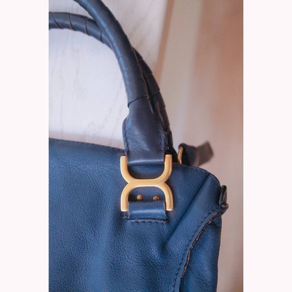 CHLOE MARCIE BAG Medium Calf Leather in a Stunning Blue Color, Gently Used - Picture 3 of 12